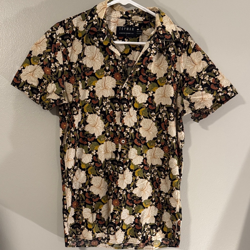 Topman Black Floral Men's Shirt